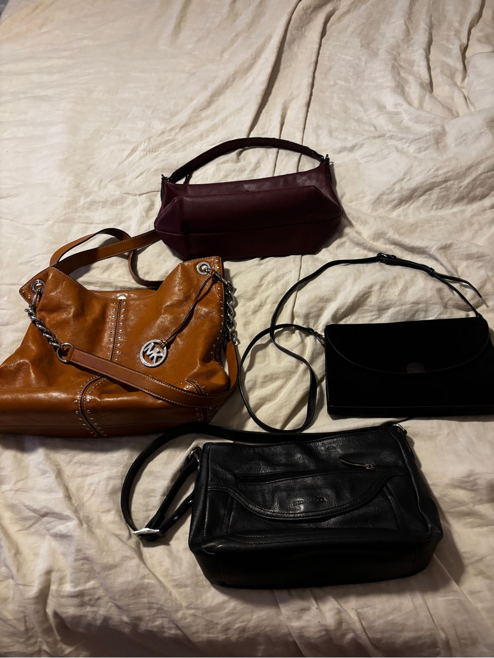 4 Purse Bundle Michael Kors and more tan black and burgundy bags